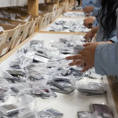 Mobile devices packaged for distribution