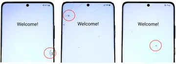 Grade D front glass only: cracked display glass, intact housing