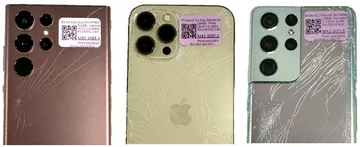 Grade D back glass only: cracked back housing, intact display