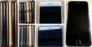 Grade 4 example: phones with moderate wear, deeper scratches and dents